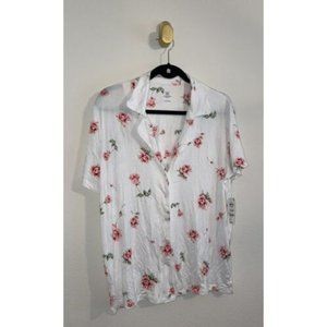 INC International Concepts Womens Lounge Sleep Button Front Shirt Top L Large